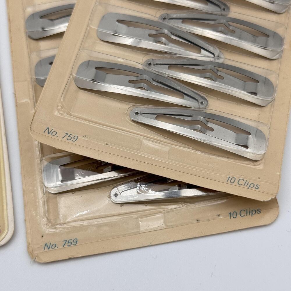 Vintage Wilhold Metal Barrettes Sleepees Hair Clips Lot of 3 Packs 80s NEW - Picture 8 of 11